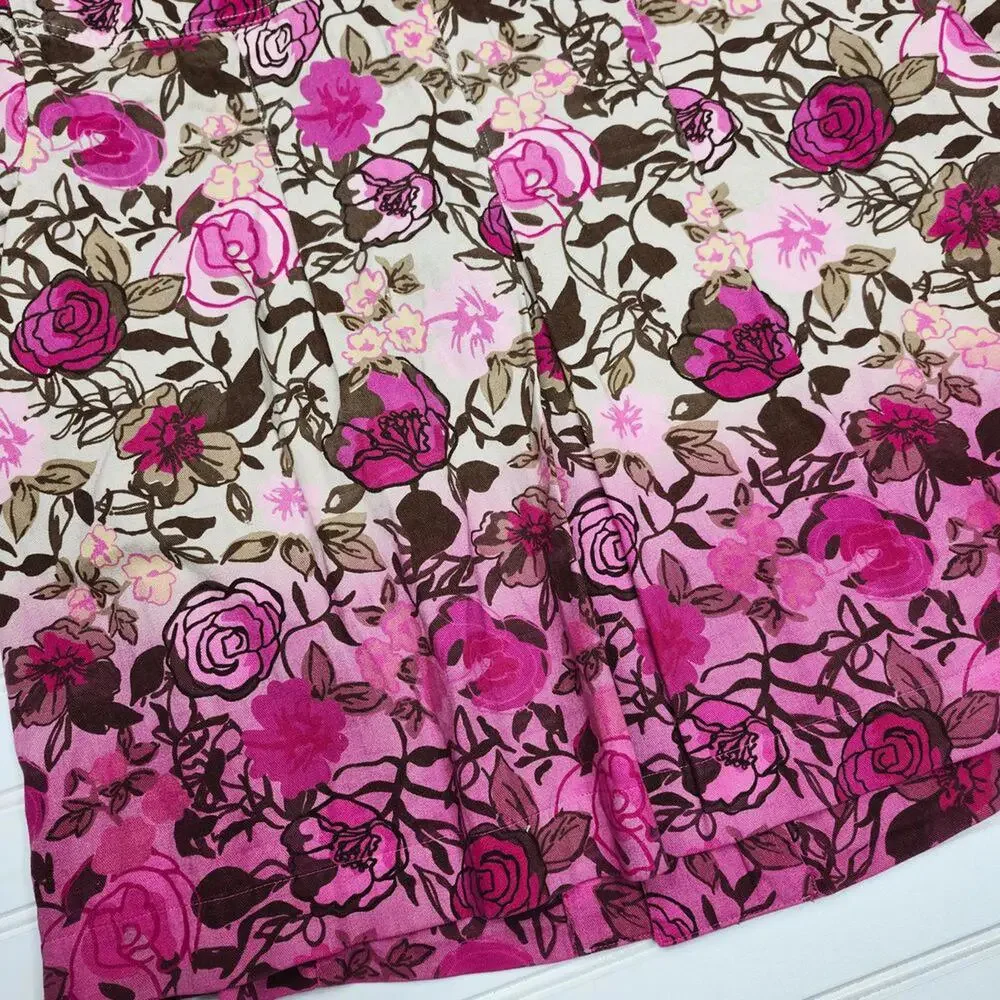 Christopher & Banks Women's Pink Ombre Floral Pleated Denim Jacket Size XL - Picture 4 of 8